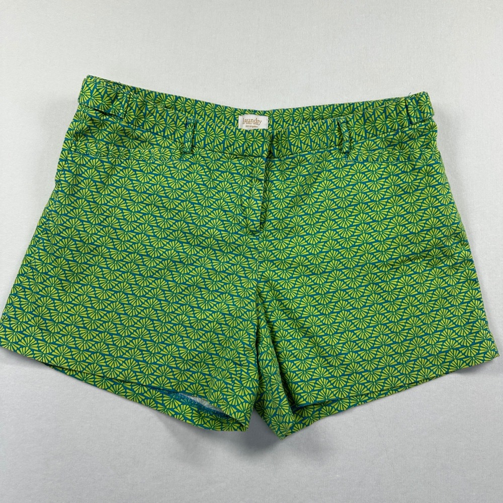 Laundry by Shelli Segal Shorts 8 Green Yellow Geometric Tropical Coastal Summer